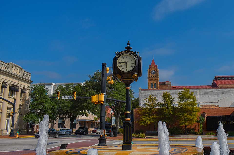 Clock in downtown Sumter, SC