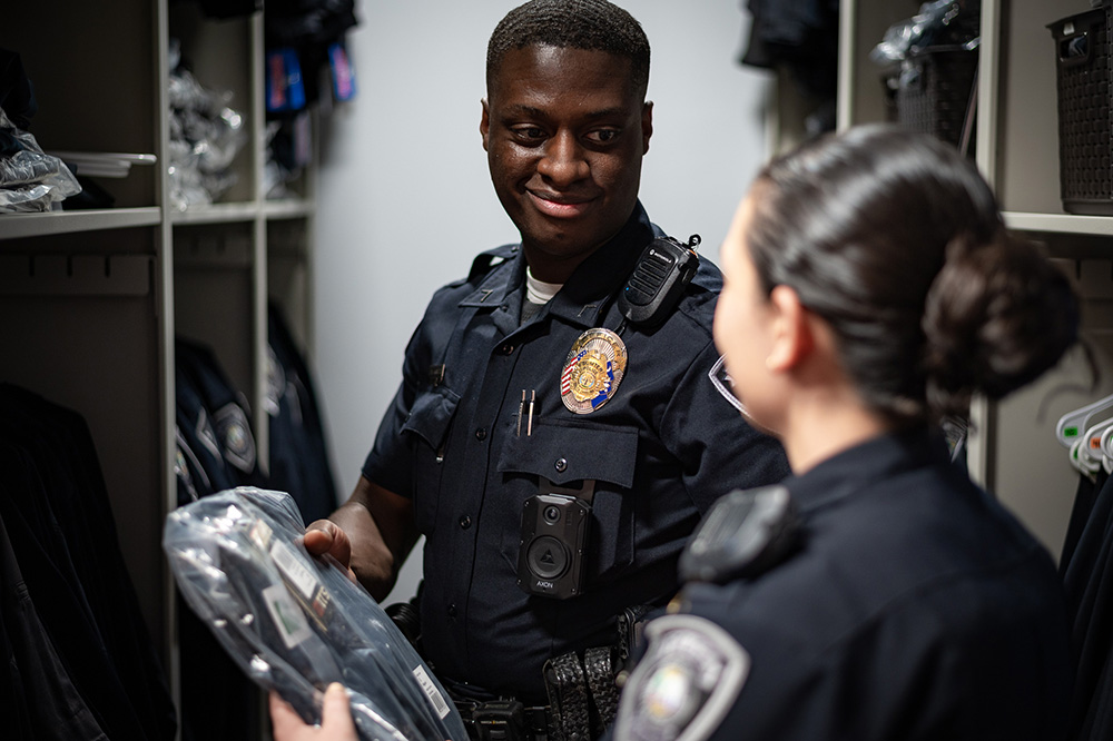 SPD Officer getting uniform