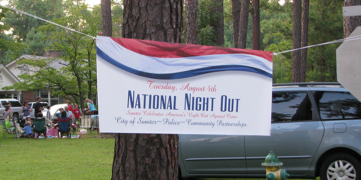 National Night Out Handing Sign