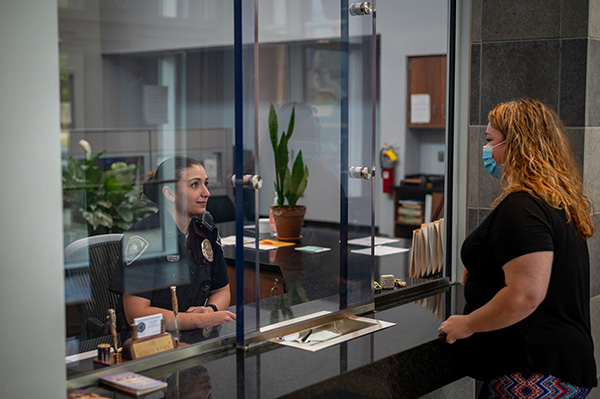 Officer assisting citizen